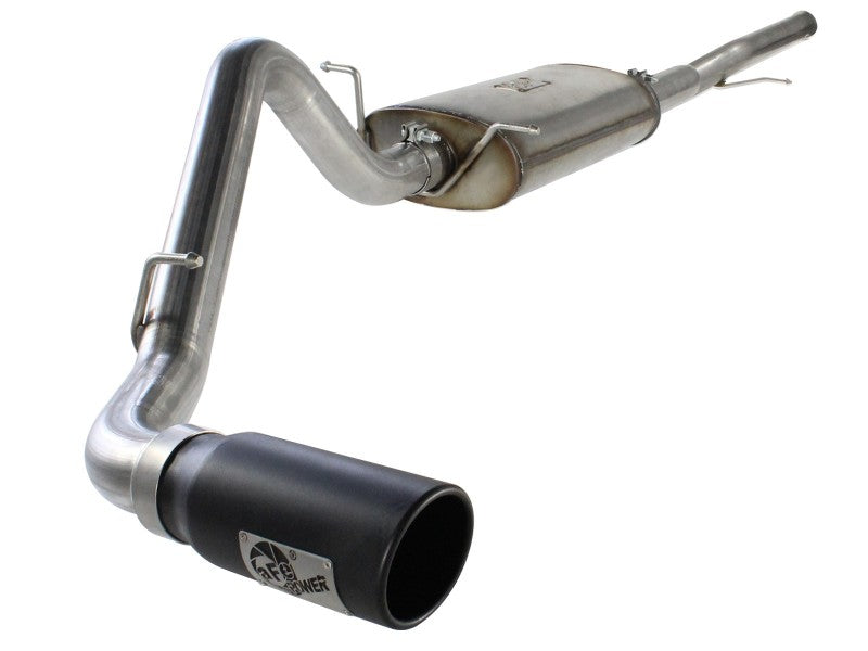 aFe MACHForce XP catback exhaust with black tip for GM Silverado/Sierra 1500 2014 V-5.3/6.2L, showcasing the exhaust system and black tip