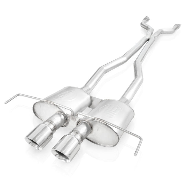 Stainless Works 2009-15 Cadillac CTS-V Coupe catback exhaust system with 3-inch X-pipe, S-tube mufflers, and 4-inch tips.