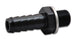 Vibrant M10 x 1.0 to 1/8 inch barb fitting showing the metal threaded end and barbed connector for hoses or tubing.