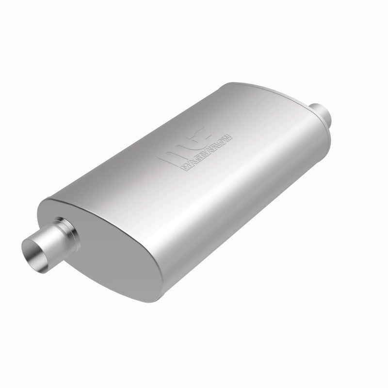 Magnaflow MagnaFlow muffler Mag SS 22x5x11 with 3x3 outlet, showing the stainless steel construction and inlet/outlet design.