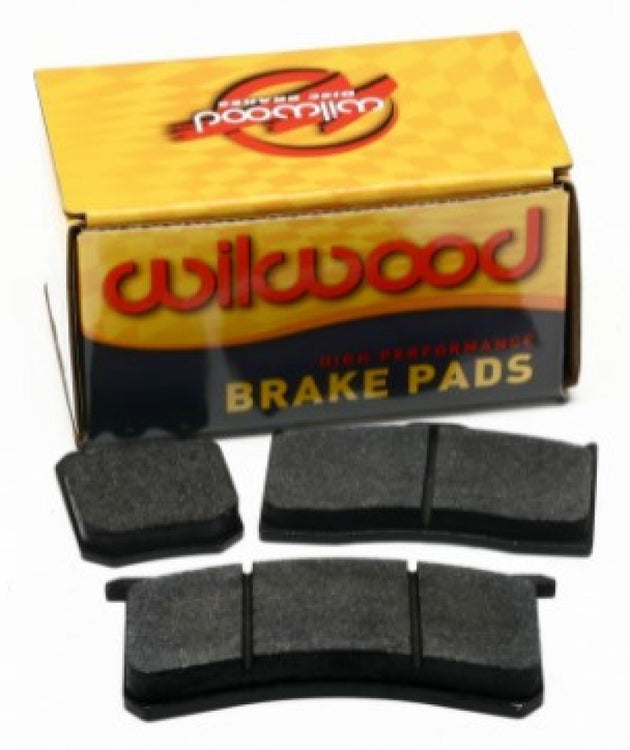 Wilwood BP-10 Powerlite performance brake pad set with black friction material and metal backing plates, designed for high-performance braking.