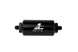 Aeromotive in-line fuel filter with AN-6 male fitting, 10 micron microglass element, bright dip black finish for automotive use