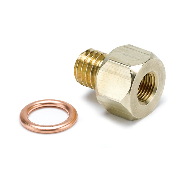 AutoMeter metric electric temperature or pressure adapter, 1/8in NPT to M12x1.75, used with gauges for automotive applications