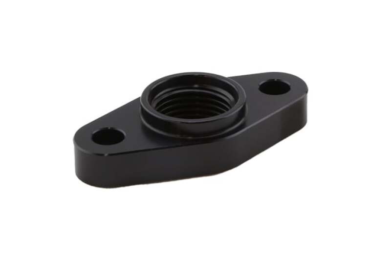 Turbosmart billet turbo drain adapter with silicon O-ring, 52mm mount, T3/T4 style fitting for turbocharger drain systems.