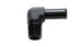 Vibrant aluminum 3/4 NPT to 3/4-inch barb straight fitting with 90-degree angle for plumbing and fluid connections.