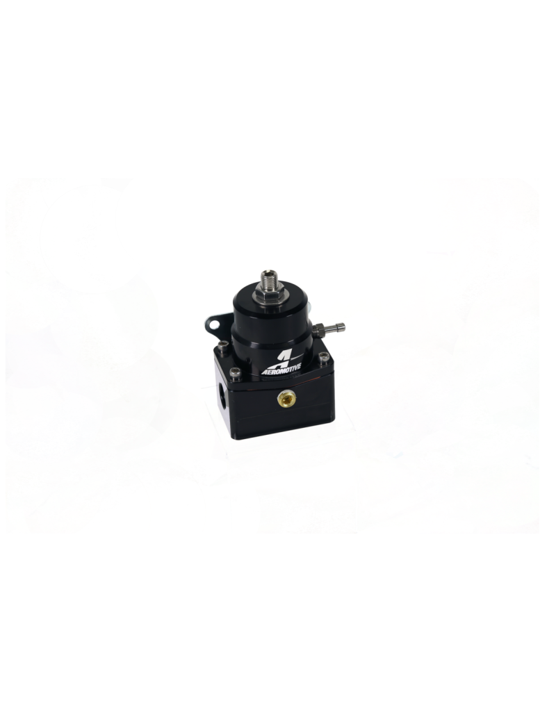 Aeromotive A1000-6 fuel pressure regulator with black finish, dual inlet and single return, injection bypass adjustable EFI regulator