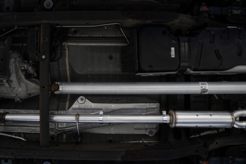 MBRP catback exhaust system for 2019-2021 Chevrolet Silverado 1500 5.3L with 3-inch pipe and carbon fiber tips, T304 stainless steel.