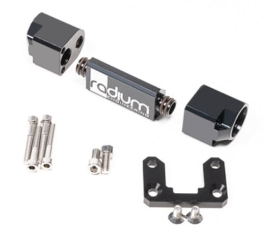 Radium Engineering Flex Fuel Kit with Split-Flow Flex Fuel Sensor Adapter for accurate fuel measurement.