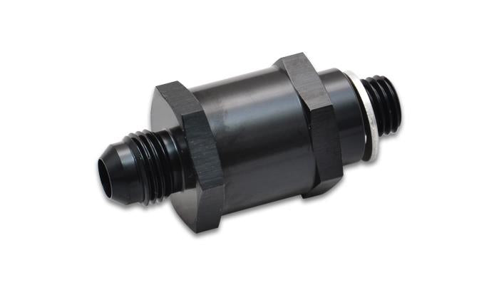 Vibrant Fuel Pump Check Valve fitting with -8AN male flare and 12mm x 1.5 metric connection for fuel system applications