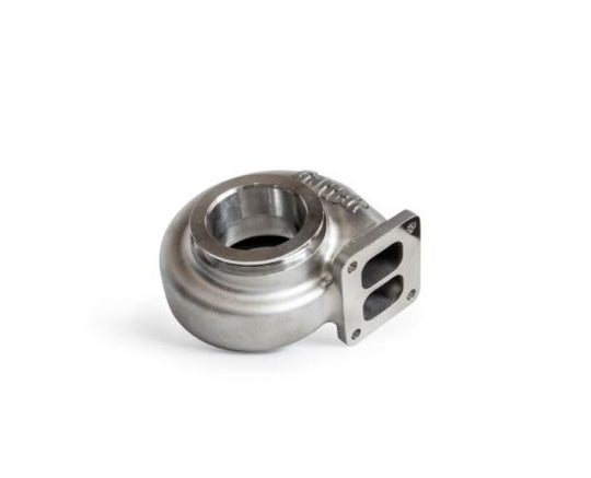 Garrett G42 turbine housing kit with T4 flange and V-band clamp, 1.01 A/R, shown in metallic finish with mounting details.