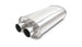 Vibrant Universal Streetpower 2.25-inch stainless steel dual inlet and outlet oval muffler on a vehicle.