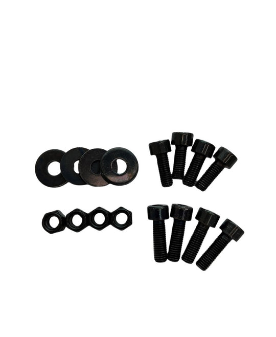 Black Zinc Sparco seat hardware spacer kit for bottom mount seats, designed for secure installation of Sparco seat brackets.