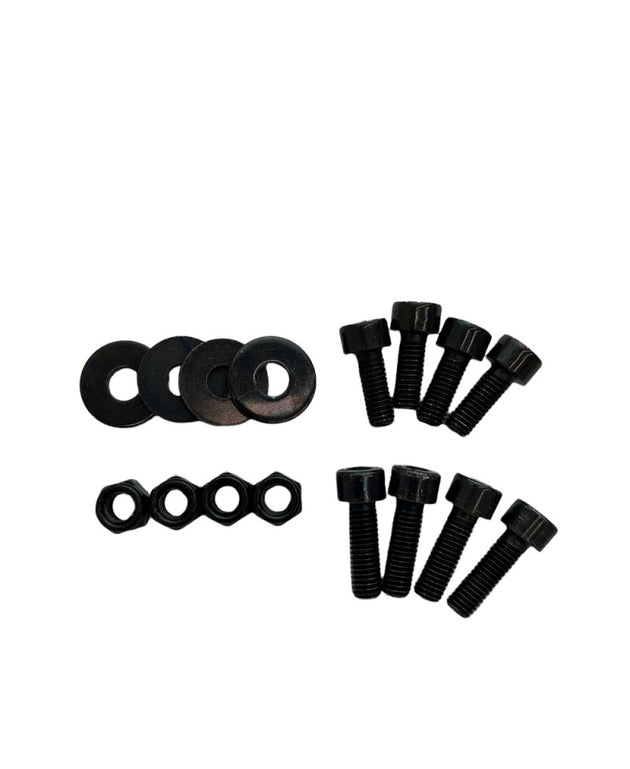 Black Zinc Sparco seat hardware spacer kit for bottom mount seats, designed for secure installation of Sparco seat brackets.