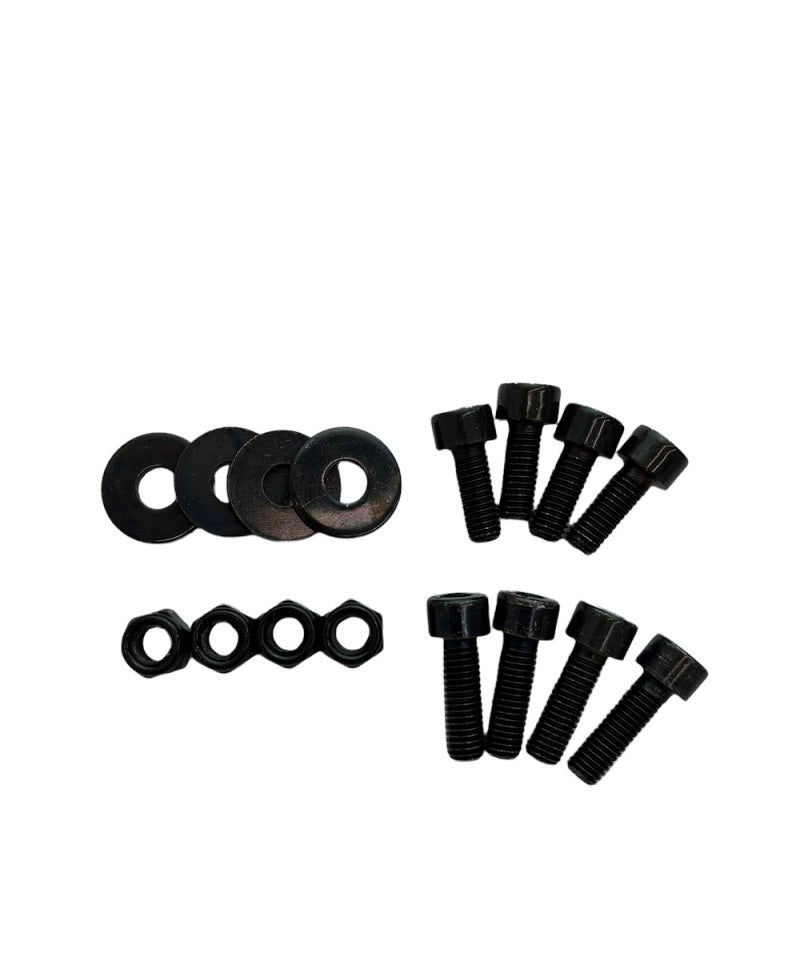 Black Zinc Sparco seat hardware spacer kit for bottom mount seats, designed for secure installation of Sparco seat brackets.