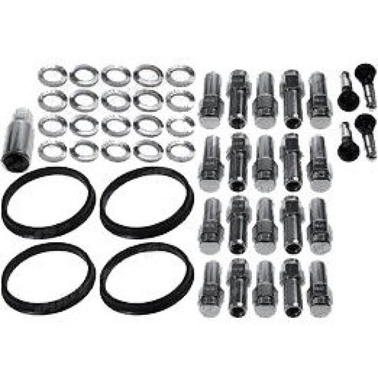 Race Star Mustang lug nuts kit with 14mm x 1.5 thread, 7/8 inch head, closed end, 20-piece set, black finish on automotive lug nuts.