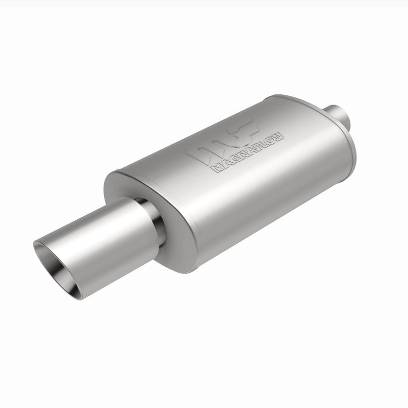 MagnaFlow muffler with tip, model RS 14X5X8, featuring a sleek exhaust design and polished metal finish.
