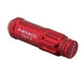 NRG 700 Series M12 x 1.5 steel lug nut set with dust cap covers, locks, and lock socket in red for automotive wheels.