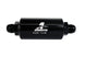 Aeromotive in-line fuel filter with AN-10 fitting, 100 micron stainless steel element, black anodize finish for automotive use