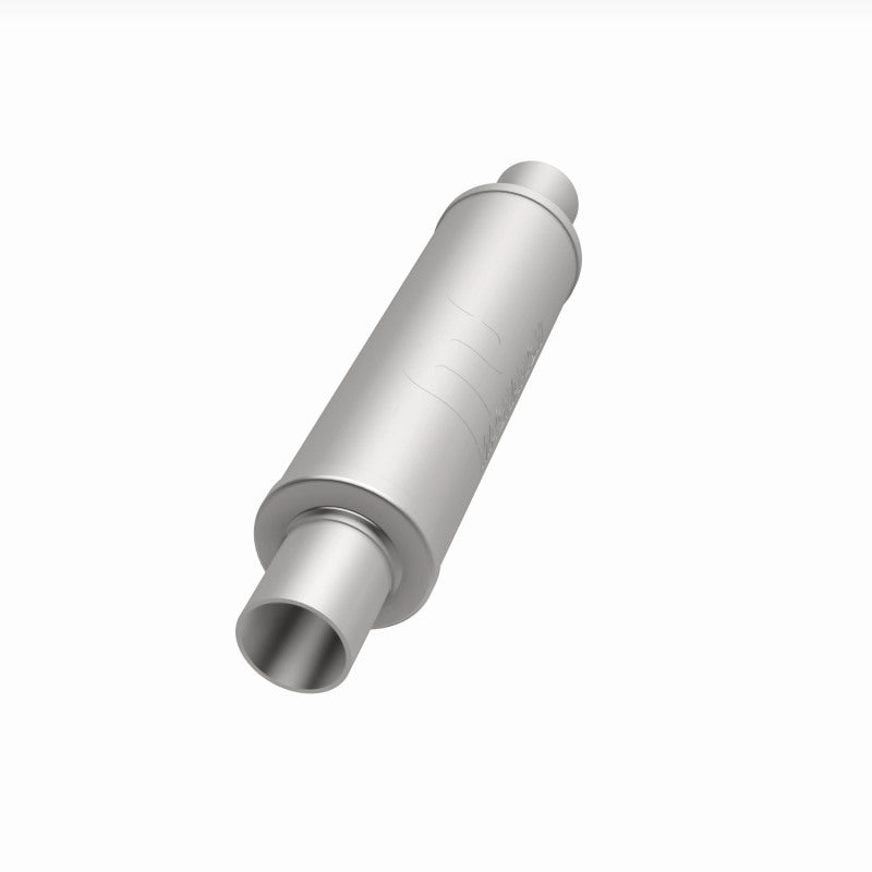 MagnaFlow Mag SS muffler with 14x4x4 inch dimensions and dual 2.25x2.25 inch inlet and outlet pipes, automotive exhaust part