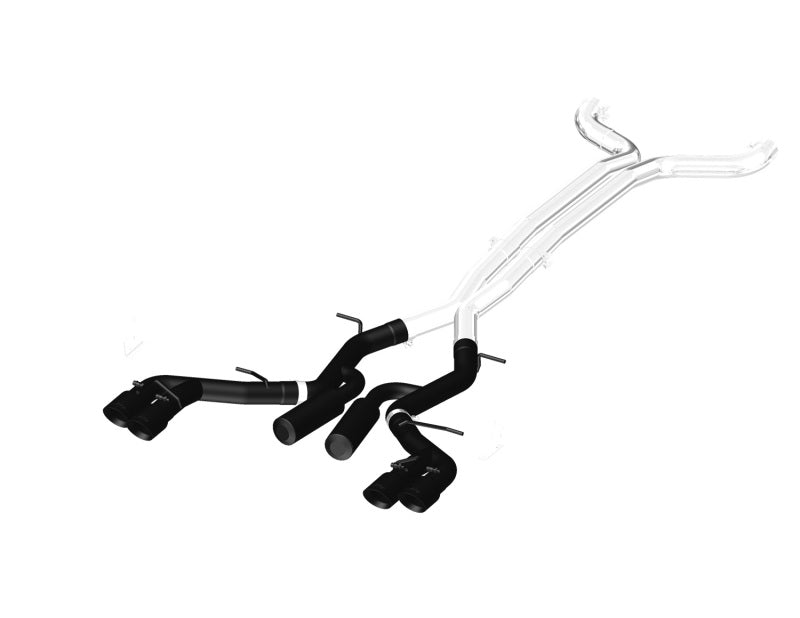 MBRP catback exhaust system for 2016 Chevy Camaro V8 6.2L, black dual race muffler with 4.5-inch quad dual wall tips