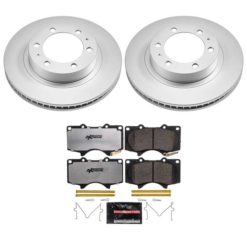 PowerStop Z36 coated front brake kit for 2003-2009 Toyota 4Runner, includes performance brake rotors and pads for truck and tow use.