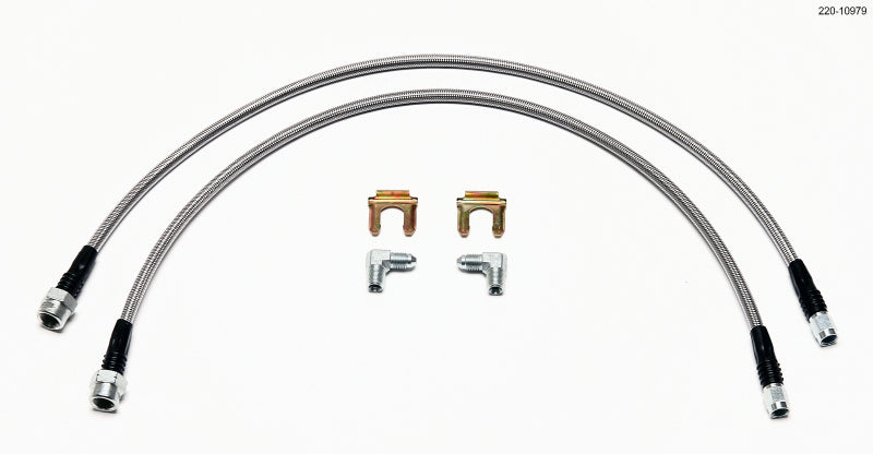 Wilwood front brake line kit for 2007-2011 GM 1500/2500 trucks, includes flexible brake lines and fittings, 14.25-inch length.