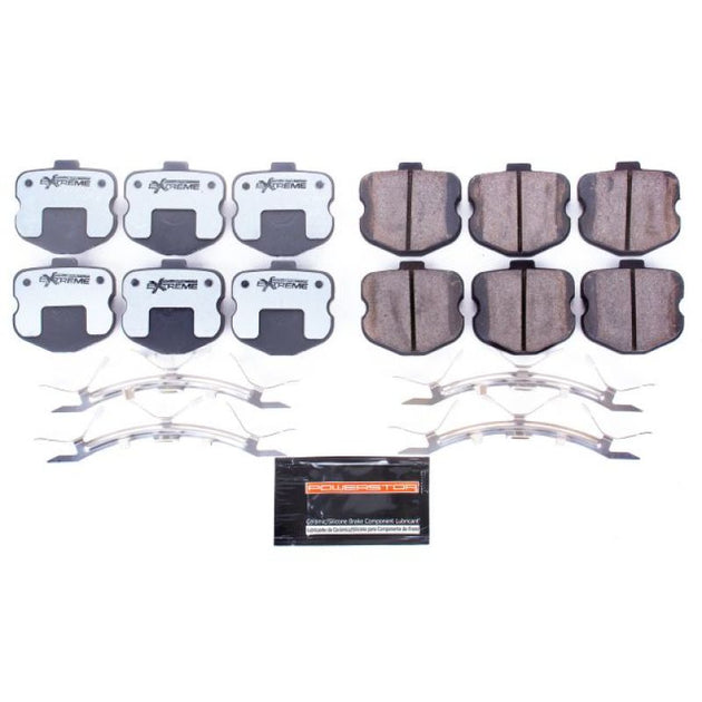 PowerStop Chevrolet Corvette front Z26 Extreme Street brake pads with hardware, performance brake components for enhanced stopping power.