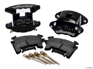 Wilwood D154 front caliper kit with black finish, 1.62-inch pistons, designed for 1.04-inch rotors, part of big brake kits.