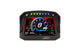 AEM CD-5LG Carbon Logging Digital Dash Display gauge with internal 10Hz GPS and antenna, showing digital readouts and controls.