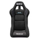 Black Sparco Evo QRT race seat with racing harness slots and supportive bolsters for professional motorsport driving.