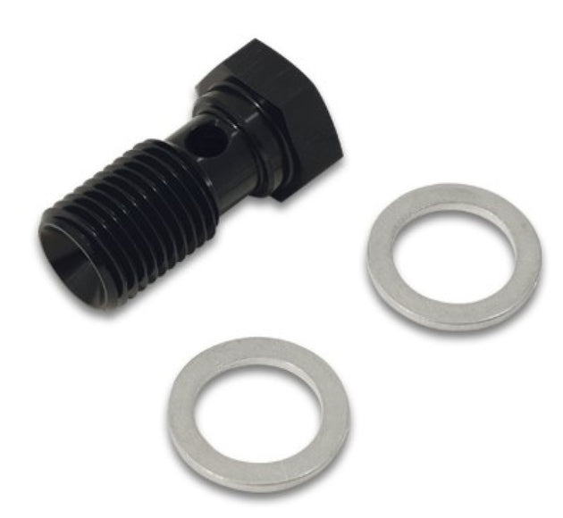 Vibrant M10 x 1.25 banjo bolt fitting with 20mm length, showing the threaded metal bolt on a neutral background.