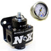 Nitrous Express fuel pressure regulator with gauge, non-bypass type, for precise fuel system control in vehicles.