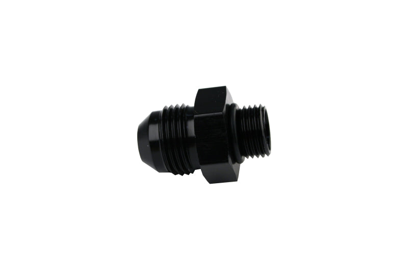 Aeromotive AN-6 to AN-8 flare union fitting for fuel and oil lines, made of durable metal with threaded ends for secure connection
