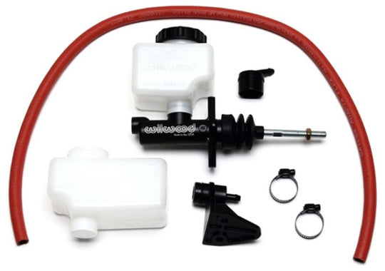 Wilwood short remote brake master cylinder with 13/16 inch bore and 3/8 inch-24 banjo outlet, automotive brake component.