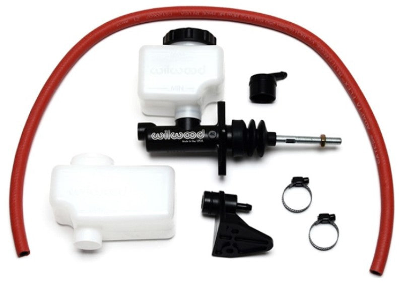 Wilwood short remote brake master cylinder with 13/16 inch bore and 3/8 inch-24 banjo outlet, automotive brake component.