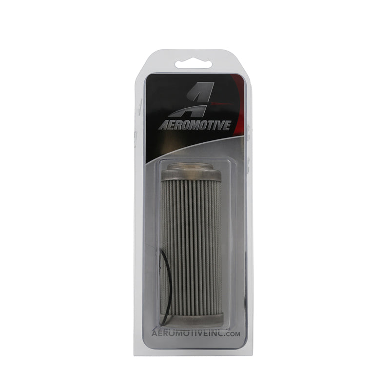 Aeromotive 10 Micron Microglass Fuel Filter Element for 12339/12341, showing the clean, detailed filter element in a close-up view.