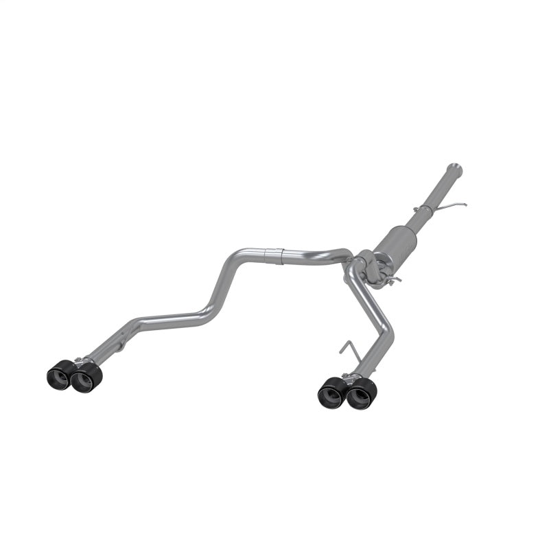 MBRP catback exhaust system for 2019-2021 Chevy Silverado 1500 6.2L with dual split rear and quad carbon fiber tips, T304 stainless steel