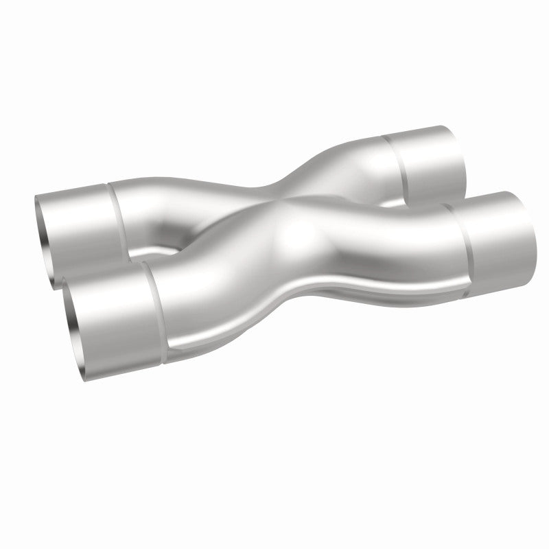 MagnaFlow Smooth Trans X 2.5/2.5 X Pipe in stainless steel, shown in the image with welded joints and polished finish.