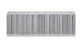 Vibrant vertical flow intercooler core with 24-inch width, 8-inch height, and 3.5-inch thickness showing metal fins and tubes