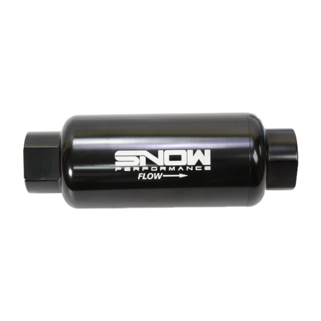 Snow Performance Snow 30 Micron Post Fuel Filter with 10 ORB inlet and outlet for automotive fuel filtration.