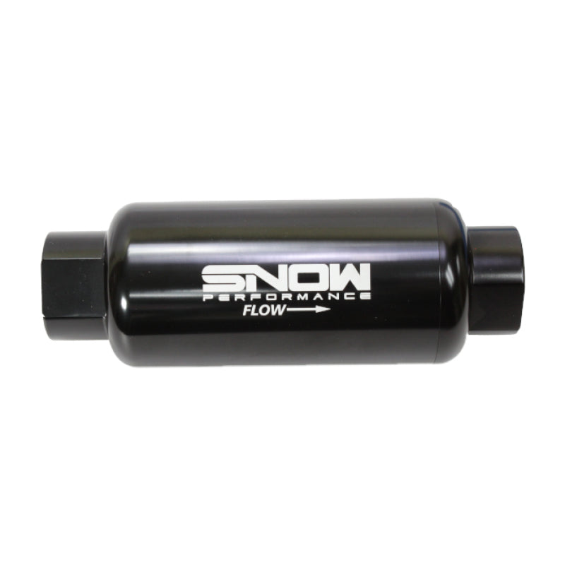 Snow Performance Snow 30 Micron Post Fuel Filter with 10 ORB inlet and outlet for automotive fuel filtration.