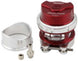 Turbosmart RacePort Female Gen-V Red blow off valve with no weld flange, showing sleek red body and black fittings.
