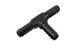 Black anodized Vibrant 5/32-inch barbed tee adapter fitting for secure hose connections.
