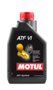 Motul 1L synthetic transmission fluid ATF VI gear oil container with label and cap, designed for vehicle transmission systems.