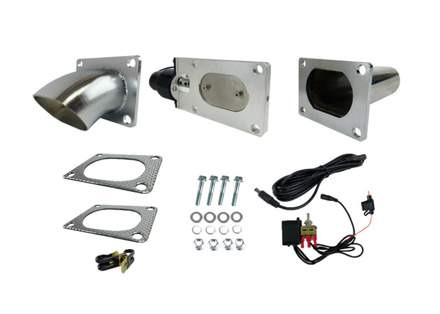 Granatelli 3.0-inch oval stainless steel electronic exhaust cutout showing the polished oval valve and mounting hardware.
