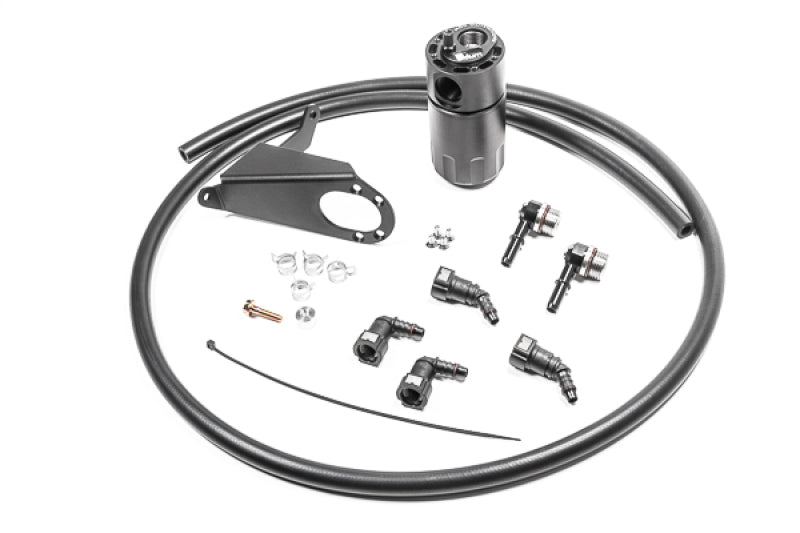 Radium Engineering Chevrolet Corvette LT1 PCV oil catch can kit with black metal can and hoses, designed for engine ventilation.