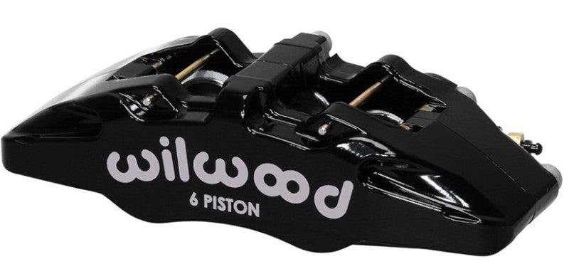 Wilwood Forged Dynapro 6 brake caliper with 5.25-inch right-hand mount, pistons, and disc for high-performance braking.