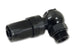 Vibrant banjo to rubber hose end assembly with -16AN male fittings, showcasing shiny metal components and precise craftsmanship.