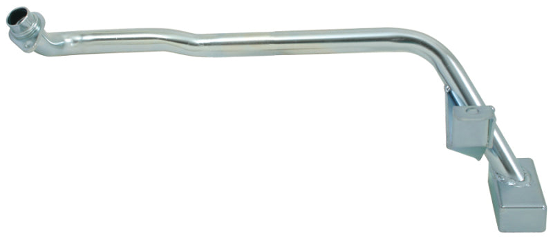 Moroso GM LS oil pump pick-up for rear sump oil pans, showing the metal pickup tube and mounting flange for engine oil systems.