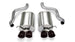 Black CORSA Performance axle-back exhaust for Chevrolet Corvette C6 2005-2007 6.0L V8, showing the sleek exhaust pipes and tips.